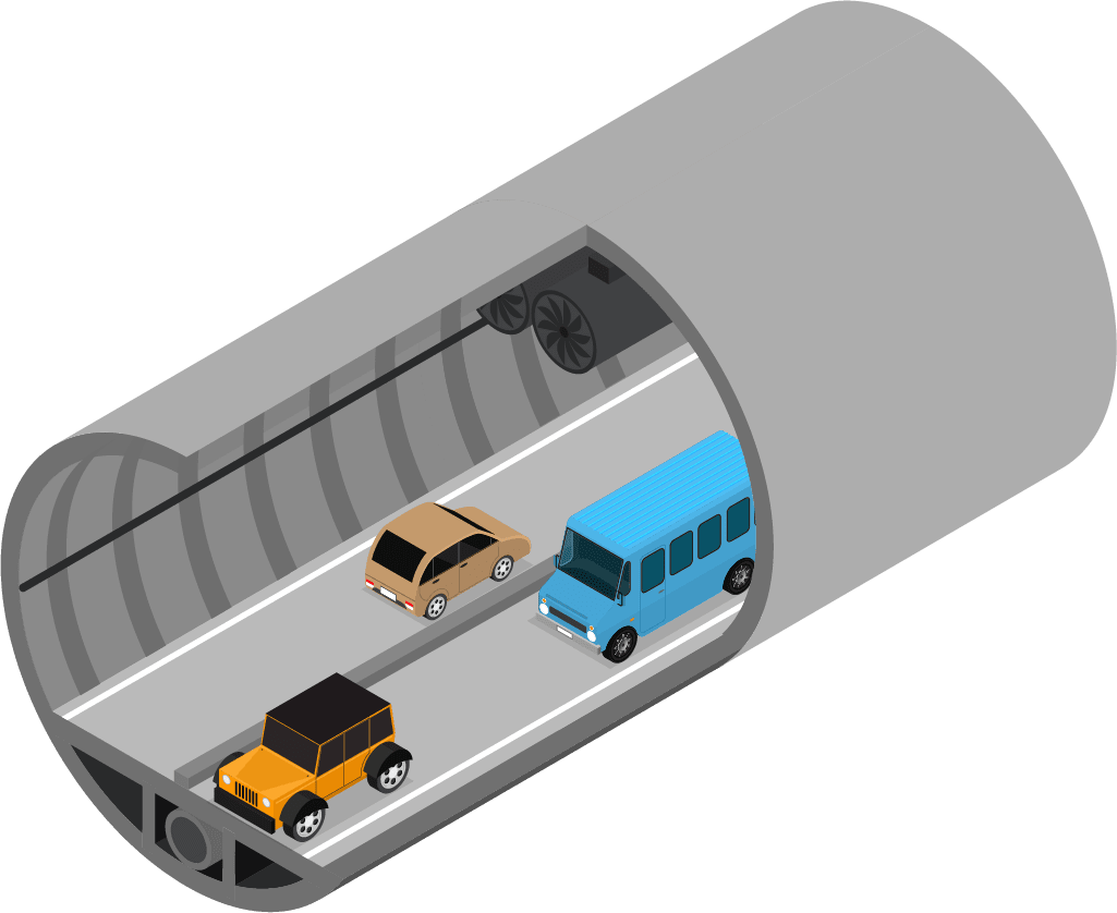 Eisenbahntunnel mit strahlendem Kabel