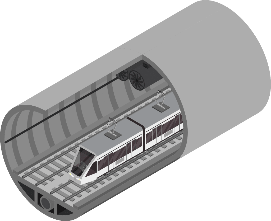 Autobahntunnel mit strahlendem Kabel